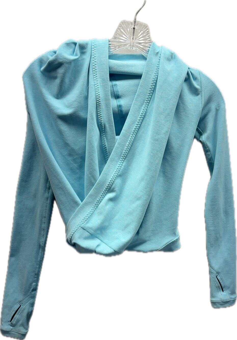 Ivivva Practice Makes Perfect Yoga Wrap Girls Size 6 Blue Green Thumbholes
